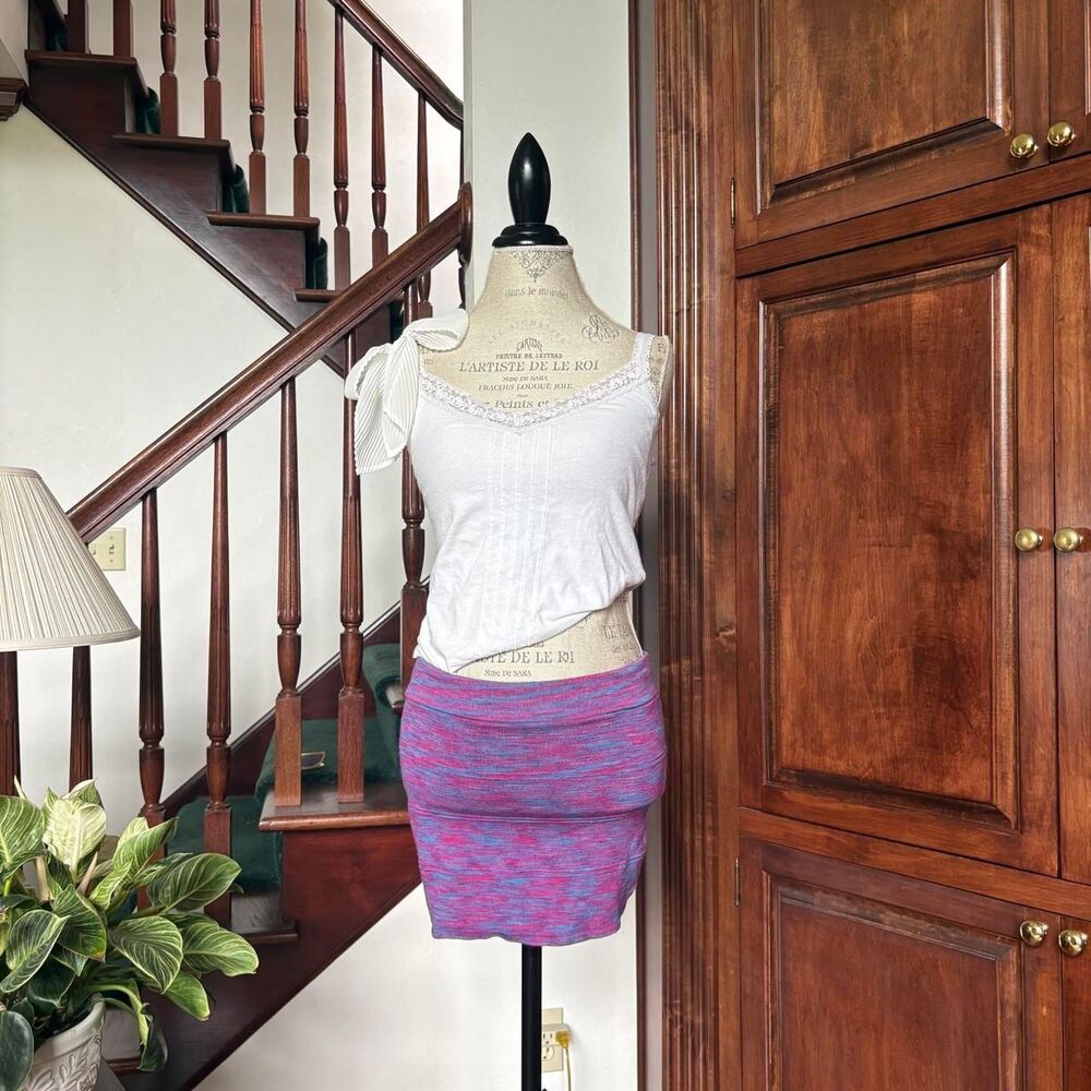 Mandee Purple and Pink Micro Mini Bodycon Skirt Club Y2k 90s